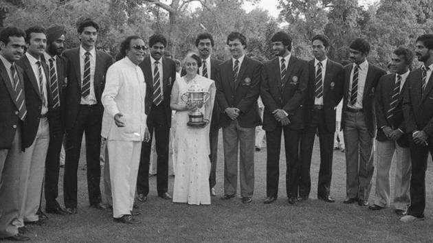 The Indian Cricket Team arrives for a reception by Prime Minister Indira Gandhi upon their victorious return from the 1983 Prudential Cup finals. India, under the captaincy of Kapil Dev played West Indies at Lord’s Cricket Ground in England in their first ever finals appearance, returning home with the country’s first World Cup. (KK Chawla / HT Archive) The Indian Cricket Team arrives for a reception by Prime Minister Indira Gandhi upon their victorious return from the 1983 Prudential Cup finals. India, under the captaincy of Kapil Dev played West Indies at Lord’s Cricket Ground in England in their first ever finals appearance, returning home with the country’s first World Cup. (KK Chawla / HT Archive)