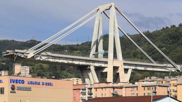 The Morandi motorway bridge after it collapsed in Genoa on August 14, 2018. At least 30 people were killed when the giant motorway bridge collapsed in Genoa in northwestern Italy. (AFP Photo) The Morandi motorway bridge after it collapsed in Genoa on August 14, 2018. At least 30 people were killed when the giant motorway bridge collapsed in Genoa in northwestern Italy. (AFP Photo)