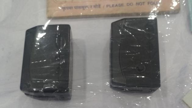 Skimmers recovered by police. Skimmers recovered by police.
