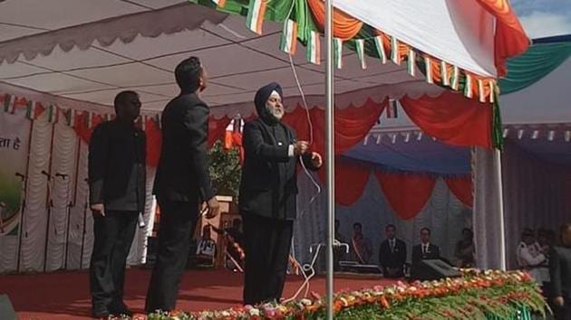 Indian ambassador to Nepal Manjeev Puri unfurls the tricolor at the premises of Indian Embassy in Kathmandu. (Twitter/@IndiainNepal) Indian ambassador to Nepal Manjeev Puri unfurls the tricolor at the premises of Indian Embassy in Kathmandu. (Twitter/@IndiainNepal)