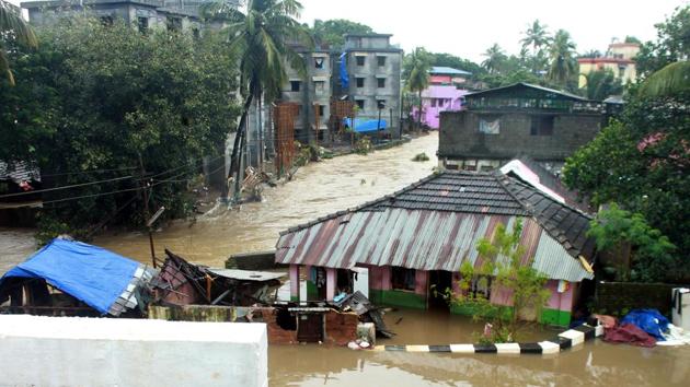 A view of a flooded area in Palakkad on August 15.(HT Photo)