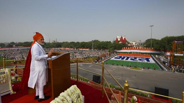 “We want to progress more. There is no question of stopping or getting tired on the way,” Modi said. “The world earlier viewed India as a country hit by policy paralysis, delayed reforms, now it sees it as a multi-trillion dollar investment destination.” (Raj K Raj / HT Photo) “We want to progress more. There is no question of stopping or getting tired on the way,” Modi said. “The world earlier viewed India as a country hit by policy paralysis, delayed reforms, now it sees it as a multi-trillion dollar investment destination.” (Raj K Raj / HT Photo)