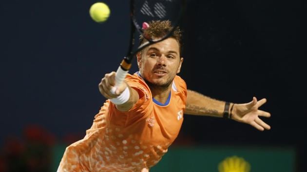 Stan Wawrinka (SUI) stretches to return a ball to Rafael Nadal in the Rogers Cup tennis tournament.(USA TODAY Sports) Stan Wawrinka (SUI) stretches to return a ball to Rafael Nadal in the Rogers Cup tennis tournament.(USA TODAY Sports)