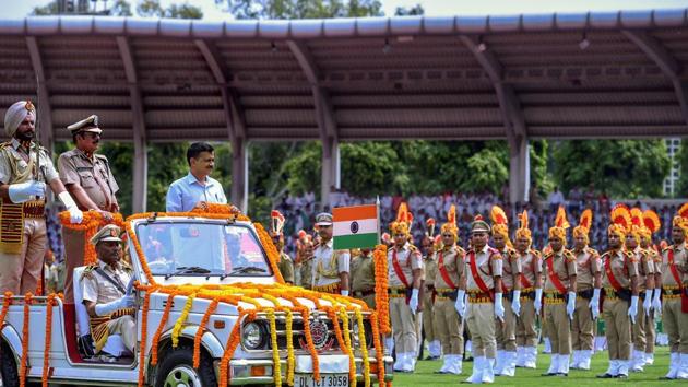 Delhi Chief Minister Arvind Kejriwal inspects the guard of honour during 72nd Independence Day function at Chhatrasal Stadium, in New Delhi, on Wednesday, Aug 15, 2018. (PTI Photo) Delhi Chief Minister Arvind Kejriwal inspects the guard of honour during 72nd Independence Day function at Chhatrasal Stadium, in New Delhi, on Wednesday, Aug 15, 2018. (PTI Photo)