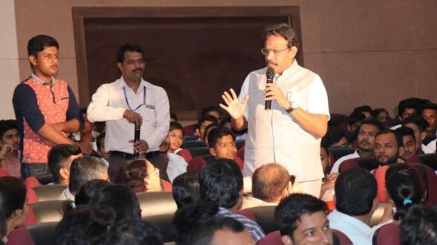 State education minister Vinod Tawde at the DY Patil induction ceremony in Akurdi. (HT Photo) State education minister Vinod Tawde at the DY Patil induction ceremony in Akurdi. (HT Photo)
