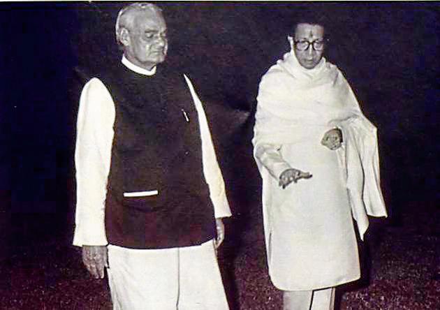 Atal Bihari Vajpai and Bal Thackery(Photo credit: Bal Keshav Thackeray, A Photobiography)