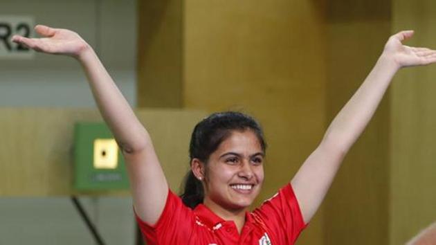 Shooting - Gold Coast 2018 Commonwealth Games - Women's 10m Air Pistol - Finals - Belmont Shooting Centre - Brisbane, Australia - April 8, 2018. Gold medallist Manu Bhaker of India celebrates. (REUTERS) Shooting - Gold Coast 2018 Commonwealth Games - Women's 10m Air Pistol - Finals - Belmont Shooting Centre - Brisbane, Australia - April 8, 2018. Gold medallist Manu Bhaker of India celebrates. (REUTERS)