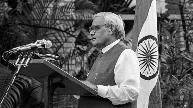 In this May 11, 1998, file photo former prime minister Atal Bihari Vajpayee announces India's nuclear test, in New Delhi.(PTI File Photo)