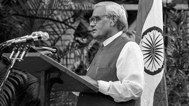 Born in Gwalior on December 25, 1924, Atal Bihari Vajpayee joined the Rashtriya Swayamsevak Sangh in 1939, and in 1951, was seconded to its political wing, the Bharatiya Jana Sangh. He steadily rose in its hierarchy and became its national president in 1968.(PTI/File Photo)