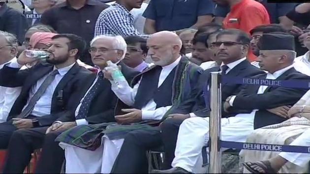 Former Afghan President Hamid Karzai at the funeral of former Prime Minister Atal Bihari Vajpayee.(ANI/Twitter)