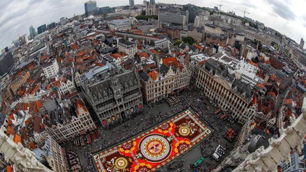 A 1,800 square meters flower carpet on the theme “Guanajuato, cultural pride of Mexico” and made with over 500,000 dahlias and begonias is seen at Brussels’ Grand Place, Belgium. (Yves Herman / REUTERS) A 1,800 square meters flower carpet on the theme “Guanajuato, cultural pride of Mexico” and made with over 500,000 dahlias and begonias is seen at Brussels’ Grand Place, Belgium. (Yves Herman / REUTERS)