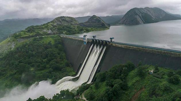 Idukki Dam seen with increased water level on August 10, 2018. In Idukki district, vehicular traffic was banned in several areas, while heavy rains in catchment areas led to all five shutters of Idukki dam being opened again on Monday evening. Similarly, sluice gates of Malampuzha dam in Palakkad, Pambh dam in Pathanamthitta and Edamalyar in Idukki were opened to release excess water from reservoirs. (PTI) Idukki Dam seen with increased water level on August 10, 2018. In Idukki district, vehicular traffic was banned in several areas, while heavy rains in catchment areas led to all five shutters of Idukki dam being opened again on Monday evening. Similarly, sluice gates of Malampuzha dam in Palakkad, Pambh dam in Pathanamthitta and Edamalyar in Idukki were opened to release excess water from reservoirs. (PTI)