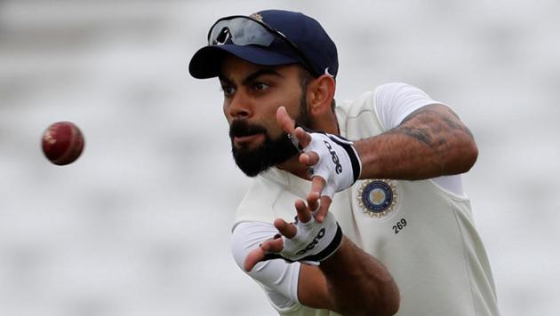 India's Virat Kohli during nets at Trent Bridge, Nottingham on August 17, 2018.(REUTERS)