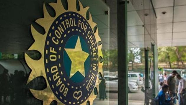 A view of logo of the Board of Control for Cricket in India (BCCI).(Hindustan Times via Getty Images)