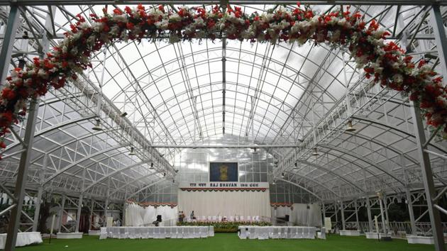 The Glass House is a more recent addition to the Raj Bhawan compound and is where state functions are usually held now. A green house was also established not long ago. (Arijit Sen / HT Photo)