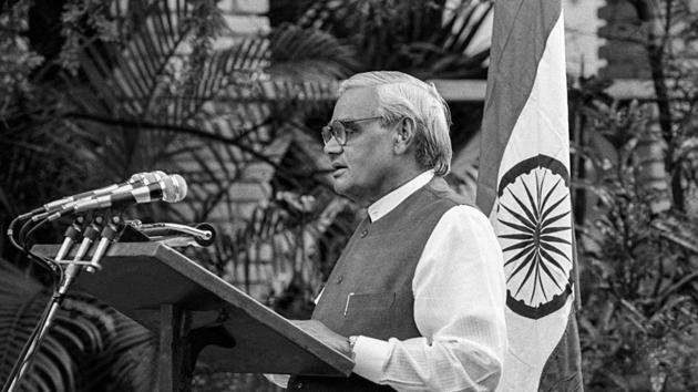 This May 11, 1998, file photo of former prime minister Atal Bihari Vajpayee as he announces India's nuclear test, in New Delhi.(PTI File Photo)