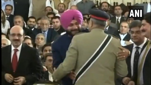 Punjab cabinet minister and Congress leader Navjot Singh Sidhu at the swearing-in ceremony in Islamabad on Saturday.(Photo: ANI Screengrab)