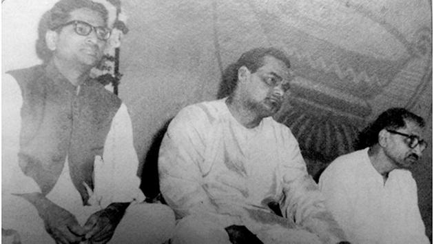 (From L) Rambhau Mhalgi, Atal Bihari Vajpayee and Pandit Deen Dayal Upadhyay during a Bharatiya Jana Sangh meet.(HT File Photo) (From L) Rambhau Mhalgi, Atal Bihari Vajpayee and Pandit Deen Dayal Upadhyay during a Bharatiya Jana Sangh meet.(HT File Photo)