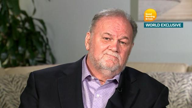 Thomas Markle, Meghan Markle's father, is seen in a still taken from video as he gives an interview to ITV's Good Morning Britain program which is broadcast from London, Britain on June 18.(REUTERS) Thomas Markle, Meghan Markle's father, is seen in a still taken from video as he gives an interview to ITV's Good Morning Britain program which is broadcast from London, Britain on June 18.(REUTERS)