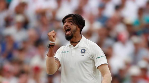 Ishant Sharma celebrates after taking the wicket of England's Stuart Broad.(Action Images via Reuters)