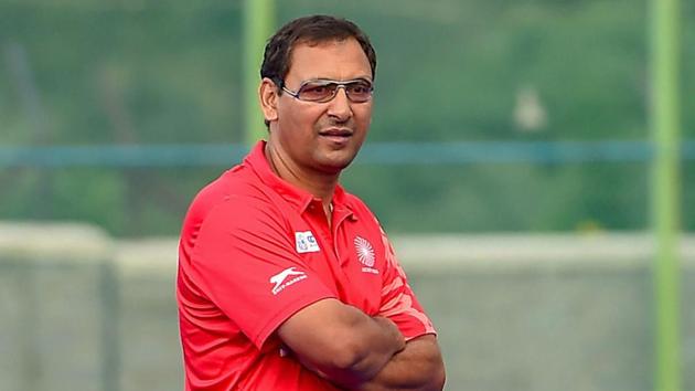 Indian Hockey team coach Harendra Singh during a practice session ahead of Asian Games 2018.(PTI)