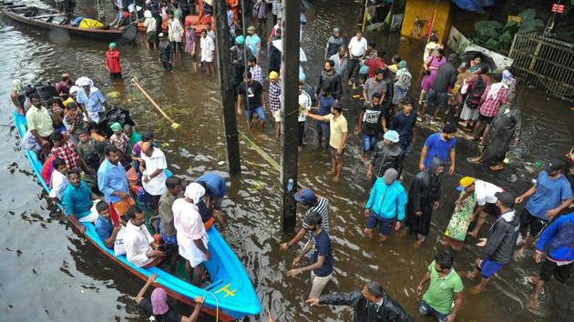 Rescue operations being carried out at flood-affected regions, in Kochi on Saturday, Aug 18, 2018. (PTI) Rescue operations being carried out at flood-affected regions, in Kochi on Saturday, Aug 18, 2018. (PTI)