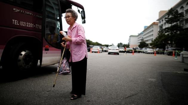 A woman selected as a participant for a reunion arrives in Sokcho, South Korea. Ninety-three families from both sides of the border were initially scheduled for a three-day gathering from Monday, but four South Korean members cancelled their trip to the North at the last minute due to health conditions, the Red Cross said. (Kim Hong-Ji / REUTERS) A woman selected as a participant for a reunion arrives in Sokcho, South Korea. Ninety-three families from both sides of the border were initially scheduled for a three-day gathering from Monday, but four South Korean members cancelled their trip to the North at the last minute due to health conditions, the Red Cross said. (Kim Hong-Ji / REUTERS)