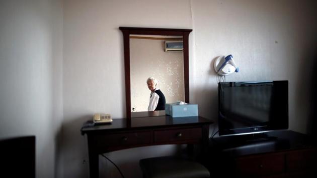 Moon Hyun-sook who has been selected as a participant for a reunion rests at a hotel in Sokcho. Around 132,600 individuals are listed as separated families as of end-July. Of the 57,000 survivors, 41.2% are in their 80s and 21.4% are in their 90s, according to government data. (Kim Hong-Ji / REUTERS) Moon Hyun-sook who has been selected as a participant for a reunion rests at a hotel in Sokcho. Around 132,600 individuals are listed as separated families as of end-July. Of the 57,000 survivors, 41.2% are in their 80s and 21.4% are in their 90s, according to government data. (Kim Hong-Ji / REUTERS)