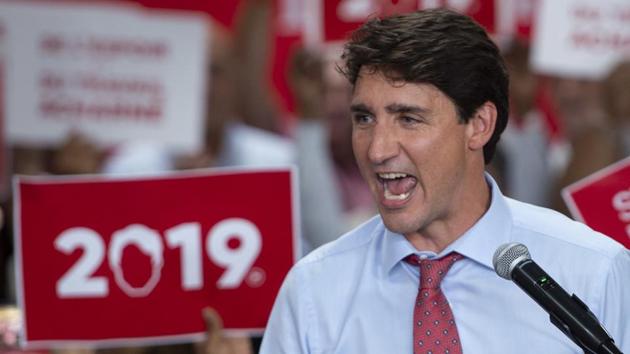 Prime minister Justin Trudeau addresses supporters during his nomination meeting in Montreal on Sunday.(AP Photo)