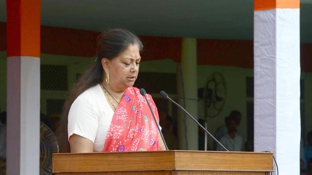 File photo of Rajasthan chief minister Vasundhara Raje. File photo of Rajasthan chief minister Vasundhara Raje.