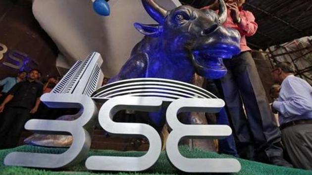 The bull statue at the entrance of the Bombay Stock Exchange (BSE) while celebrating the Sensex index rising to over 30,000, in Mumbai, on April 26, 2017.(Reuters File Photo)