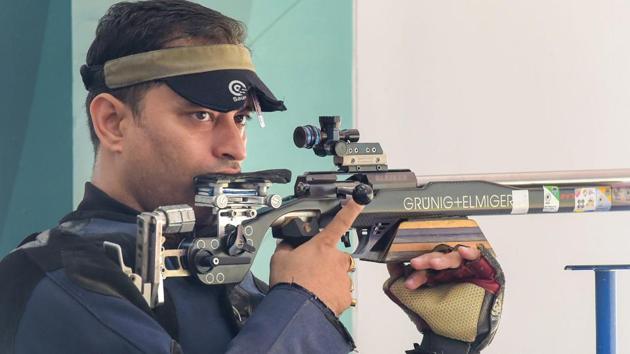 Sanjeev Rajput won the sliver medal in 50m rifle men's shooting at the Asian Games 2018.(PTI)