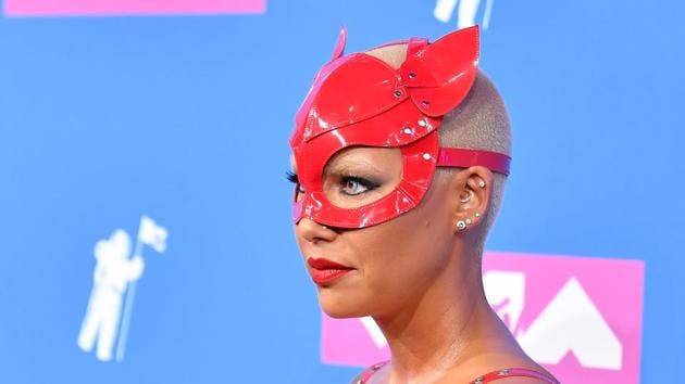 US model Amber Rose poses for the shutterbugs.  (AFP) 