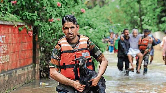 The rescuers are checking the remains of dwellings in flood-hit areas for stranded animals.(AFP file photo) The rescuers are checking the remains of dwellings in flood-hit areas for stranded animals.(AFP file photo)