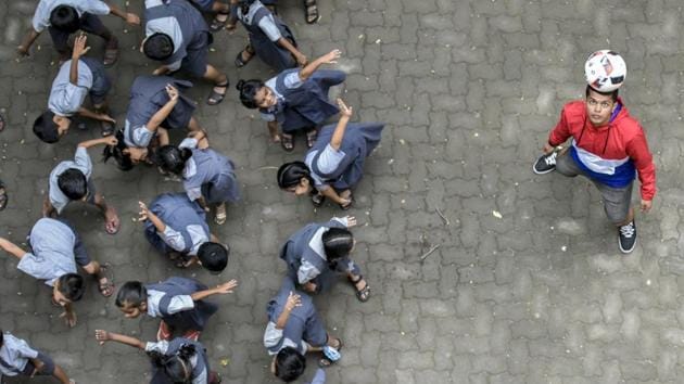 Yadav calls himself an artistic athlete rather than an athlete or an artist. His training began as a school kid, and from then built up a repertoire of skills and tricks, which gave him the confidence to participate in various freestyle tournaments. “I always wanted to do something out of the box,” says Yadav. “I always wanted to be on stage than the field as I always thought there was a bit of an artist in me.” (Kunal Patil / HT Photo)