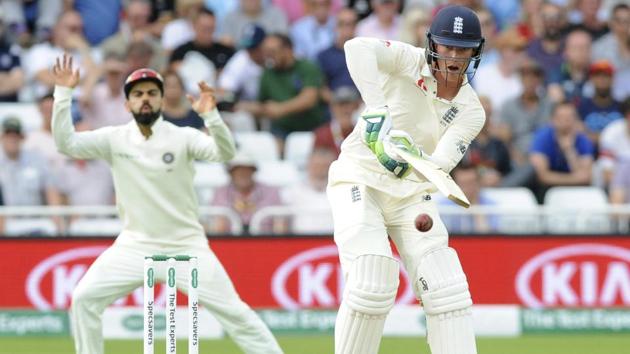 Keaton Jennings bats during the third day of the third cricket test match between England and India. (AP)