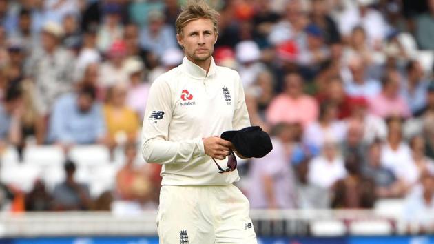 England's Joe Root reacts after bowling his second over. (AFP)