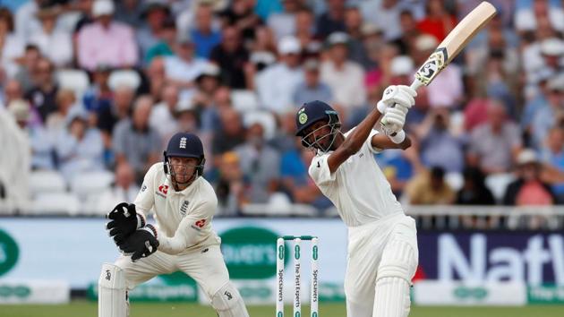 India's Hardik Pandya in action against England on Day 3 at Trent Bridge. (REUTERS)