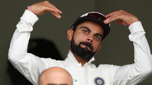 India's Virat Kohli declares the innings on Day 3. (REUTERS)