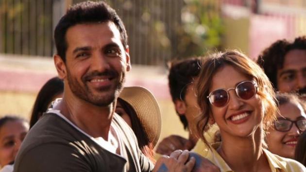 John Abraham and Aisha Sharma in a still from the film Satyameva Jayate.