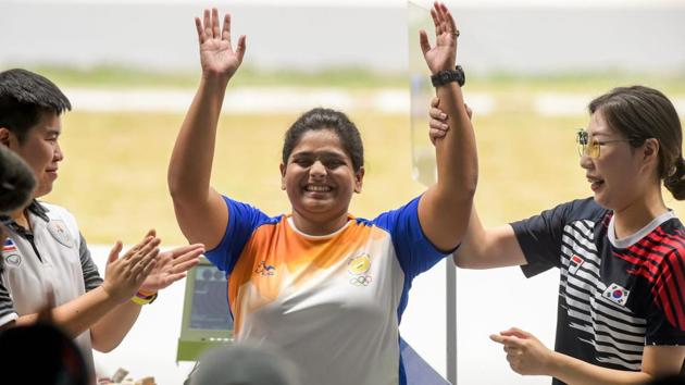 Gold medallist India’s Rahi Sarnobat with Silver medallist Thailand’s N Yangpaiboon (L) and Bronze medal winner Korea’s Kim Minjung after the women’s 25m pistol event during the 18th Asian Games at Palembang, in Indonesia. Sarnobat became the first Indian woman shooter to win an Asian Games gold medal. Ankita Raina and then Rohan Bopanna-Sharan Divij entered the semis and India have been assured of two more medals. (Vijay Verma / PTI) Gold medallist India’s Rahi Sarnobat with Silver medallist Thailand’s N Yangpaiboon (L) and Bronze medal winner Korea’s Kim Minjung after the women’s 25m pistol event during the 18th Asian Games at Palembang, in Indonesia. Sarnobat became the first Indian woman shooter to win an Asian Games gold medal. Ankita Raina and then Rohan Bopanna-Sharan Divij entered the semis and India have been assured of two more medals. (Vijay Verma / PTI)