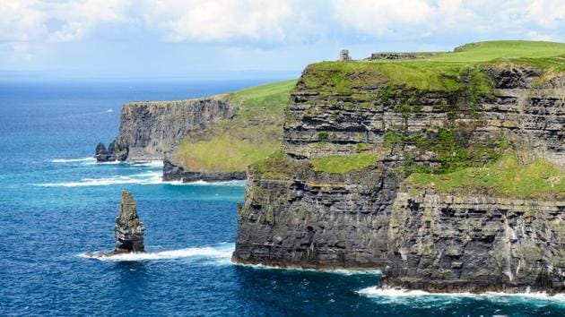 Cliffs of Moher, Ireland: At the Cliffs of Moher, you can spot rolling hills and dramatic cliffs that stretch for miles. (Shutterstock) Cliffs of Moher, Ireland: At the Cliffs of Moher, you can spot rolling hills and dramatic cliffs that stretch for miles. (Shutterstock)