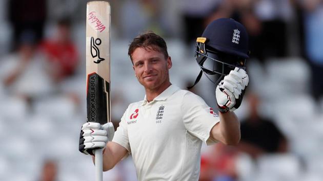 England's Jos Buttler celebrates after reaching his century. (REUTERS) England's Jos Buttler celebrates after reaching his century. (REUTERS)