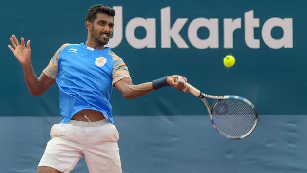 Prajnesh Gunneswaran outlasted 273rd ranked Kwon Soonwoo of South Korea 6-7 (2 ), 6-4, 7-6 (8). (PTI) Prajnesh Gunneswaran outlasted 273rd ranked Kwon Soonwoo of South Korea 6-7 (2 ), 6-4, 7-6 (8). (PTI)
