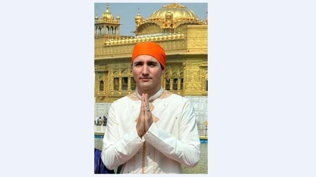 Canadian Prime Minister Justin Trudeau at the Golden Temple in Amritsar on Wednesday.(HT Photo)