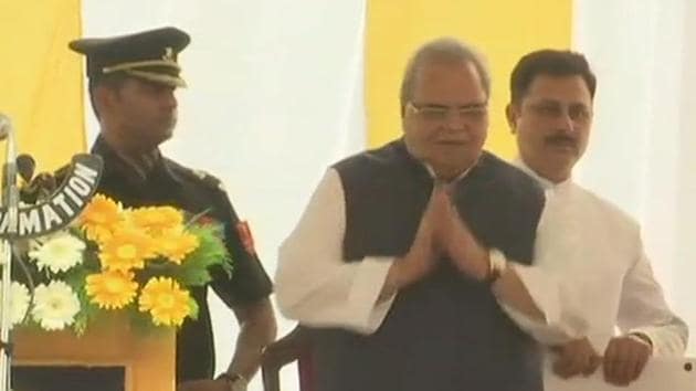 Satya Pal Malik was on Thursday sworn-in as the Governor of Jammu and Kashmir .(ANI photo)