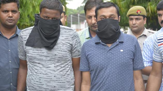 Police said the pillion rider on the motorcycle was prime accused Rahul Garg, a resident of Sector 9, Raj Nagar. His friend, Umang Pratap Singh, a resident of D Block, Shashtri Nagar, was driving the motorcycle. (Sakib Ali/HT Photo) Police said the pillion rider on the motorcycle was prime accused Rahul Garg, a resident of Sector 9, Raj Nagar. His friend, Umang Pratap Singh, a resident of D Block, Shashtri Nagar, was driving the motorcycle. (Sakib Ali/HT Photo)