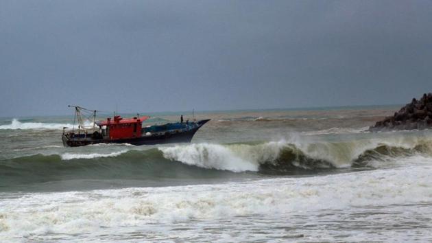 A shipping boat was berthed at a port moved away due to high winds following the Cyclone Ockhi in Kanyakumari.(PTI File Photo)