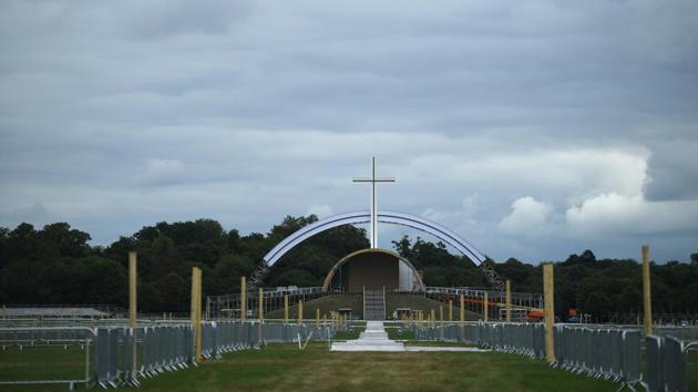 The stage where Pope Francis will lead Mass for over half a million people is under construction at the Phoenix Park in Dublin, Ireland. Francis will be the second pope to visit Knock after Pope John Paul II said mass to a crowd of around 450,000 there in 1979. Organisers are expecting a crowd of around 45,000 this time around. (Clodagh Kilcoyne / REUTERS) The stage where Pope Francis will lead Mass for over half a million people is under construction at the Phoenix Park in Dublin, Ireland. Francis will be the second pope to visit Knock after Pope John Paul II said mass to a crowd of around 450,000 there in 1979. Organisers are expecting a crowd of around 45,000 this time around. (Clodagh Kilcoyne / REUTERS)