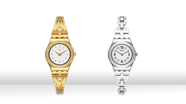Designed to dazzle: These crystal-studded watches are sure to up your glamour quotient. And how! (SWATCH)